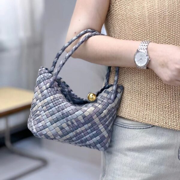 Sheepskin handmade mixed color woven bag 2024 new temperament hundred shoulder bag niche design texture crossbody bag - Image 6