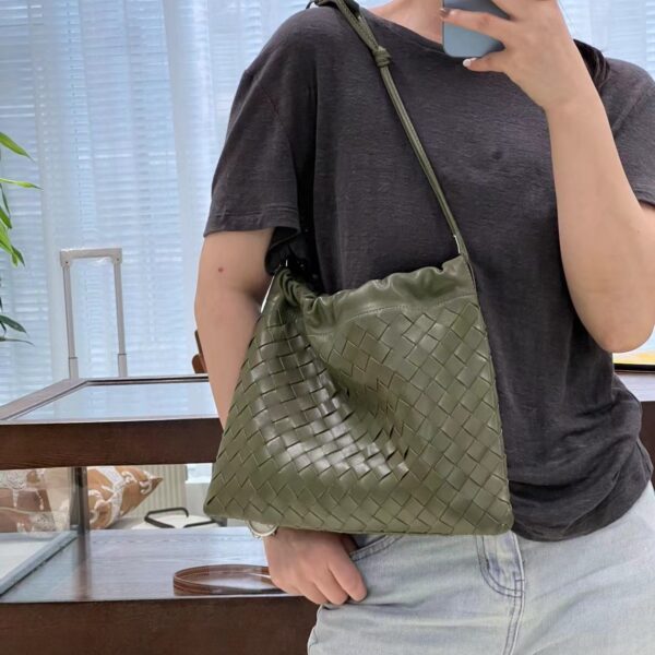 New high quality pure hand-woven handbag fashionable versatile large capacity sheepskin leather women's bags - Image 8